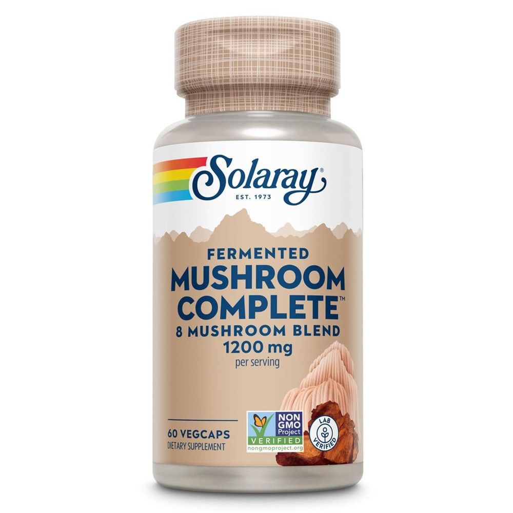 SOLARAY Fermented Mushroom Complete – Organic 60 Count (Pack of 1), White