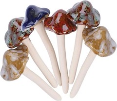 kathson 6 Piece Garden Mushrooms – Ceramic Mushroom for 6PCS, Random Color