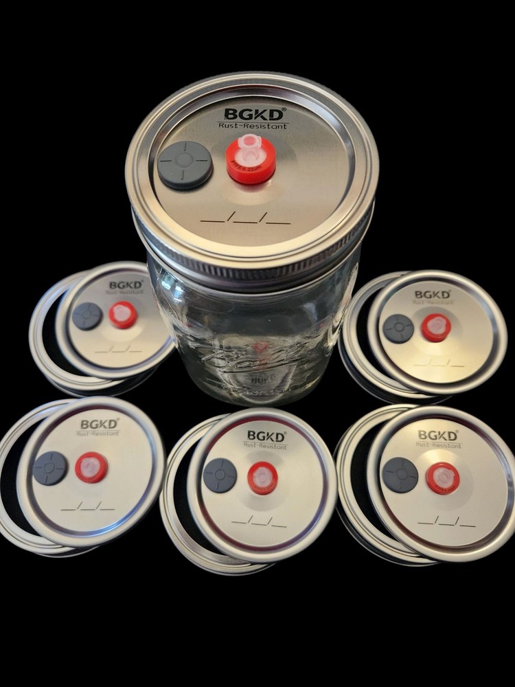 Mushroom Liquid Culture Lids w/ Rings Rust-Resistant Stainless Steel, Wide Mouth