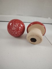 Mushrooms Clay Red Top Set Of Two