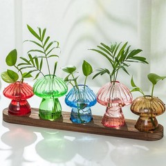 Glass Propagation Station for Plant: Mushroom Planter Set of 5, Multicolor
