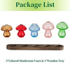 Glass Propagation Station for Plant: Mushroom Planter Set of 5, Multicolor