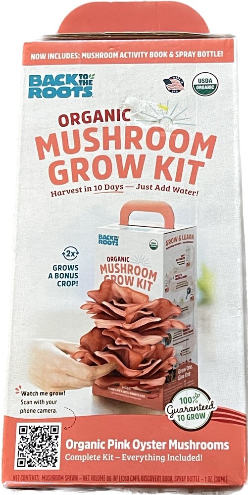 Back to the Roots USDA Organic Pink Oyster Mushroom Grow Kit W/ Spray Bottle