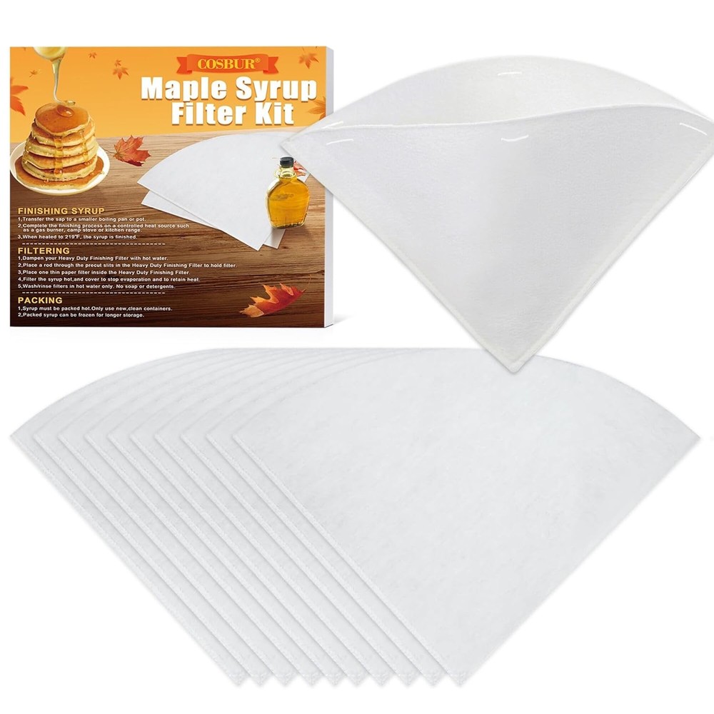 Cosbur 11Pcs Cone Maple Syrup Filters-1 Pc Heavy Duty Maple Sap Filter, 10 Pcs P