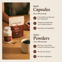 Real Mushrooms Reishi Mushroom Capsules – Handpicked 90 Count (Pack of 1)