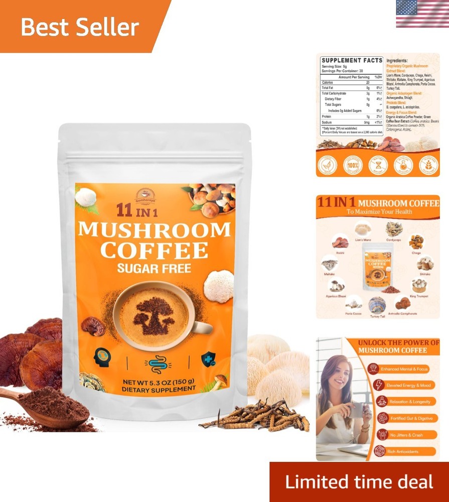 Mushroom Coffee – Mushroom Coffee Organic with 11 Superfood Mushrooms, Includ…