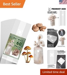 60 Autoclavable Mushroom Spawn Bags – Clear, Durable & Tear-Resistant 80 Micron