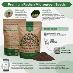 Organo Republic Radish Sprouting & Microgreens Seeds – 1 lb, Green, Pink