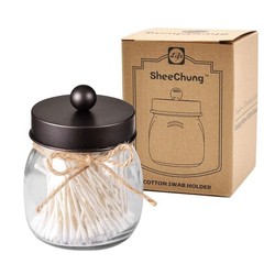 SheeChung Small Mason Jars with Lids – Qtip Holders Set, Bathroom Jars, Bathr…