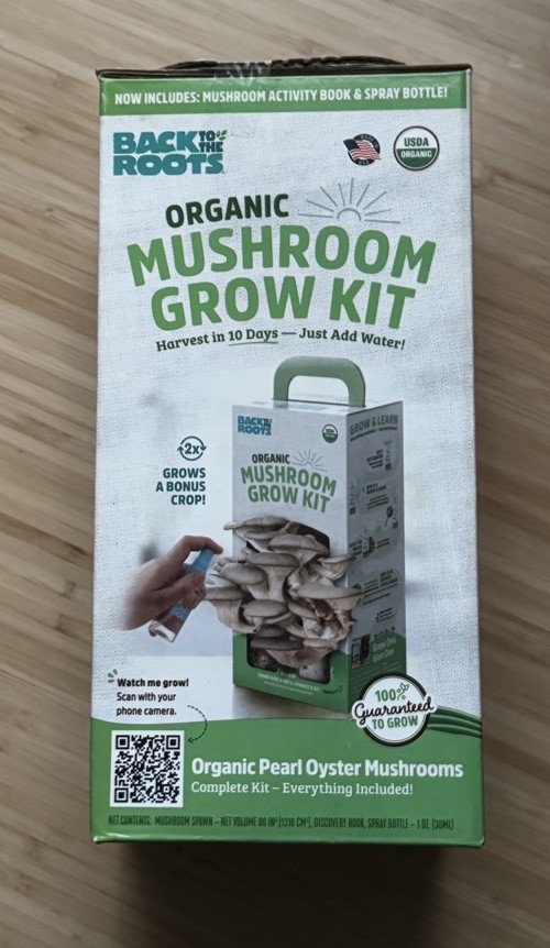 Back to the Roots Organic Mushroom Grow Kit, Organic Pearl Oyster Mushrooms, NEW
