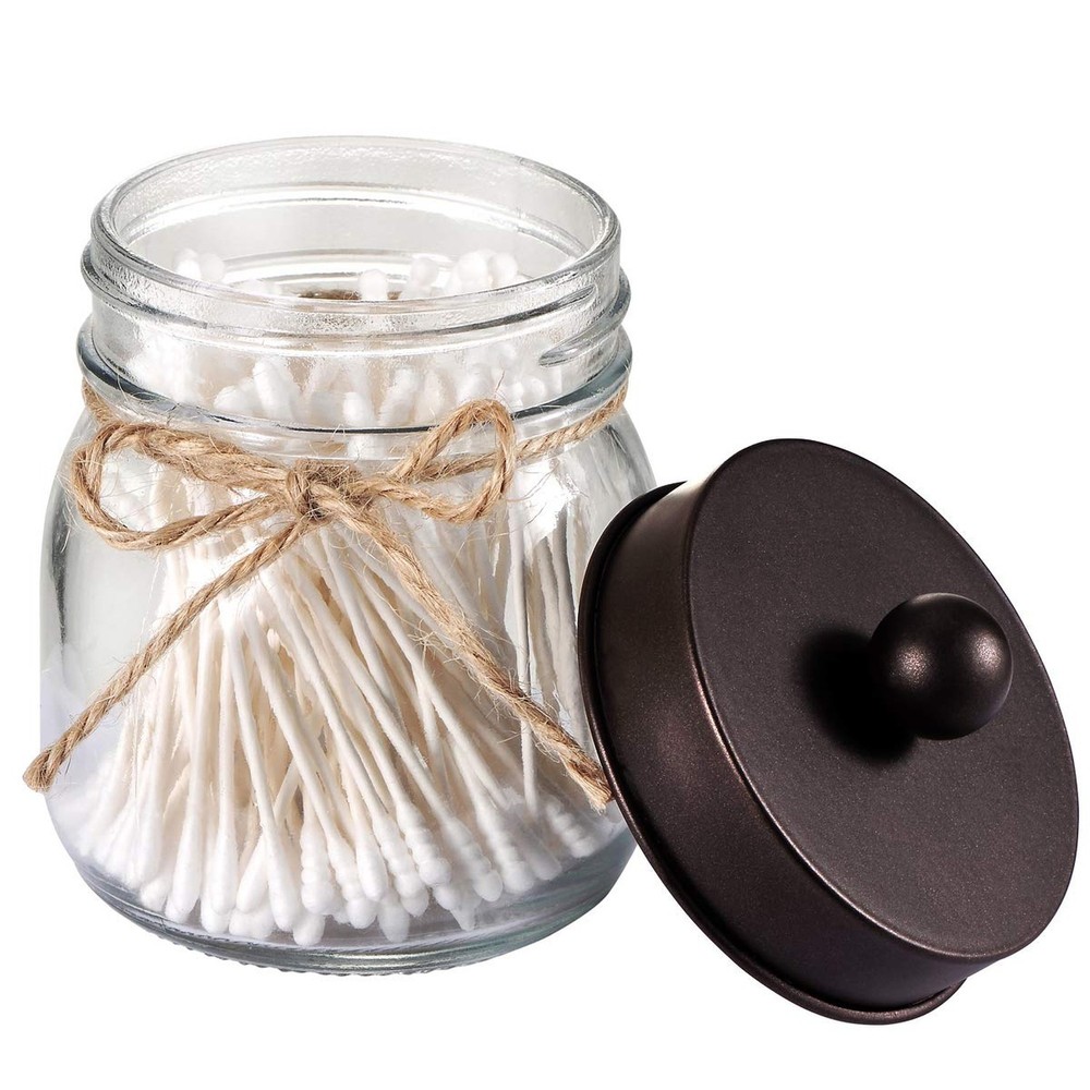 SheeChung Small Mason Jars with Lids – Qtip Holders Set, Bathroom Jars, Bathr…