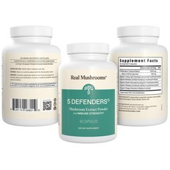 Real Mushrooms 5 Defenders – Adaptogenic 90 Count (Pack of 1), Brown