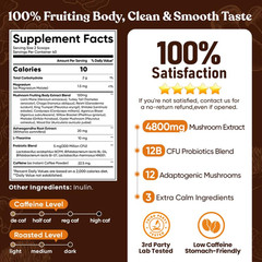 Mushroom Coffee (40 Servings) 12 Adaptogenic Mushrooms, Lion’s Mane, Cordyceps,