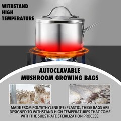 Durable 60-Pack Mushroom Grow Bags with Microporous Filters for Optimal Growth