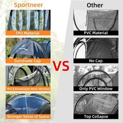 Sportneer XL Pop Up Sports Tent, 46″x46″x63.5″ Clear TPU Outdoor Shelter