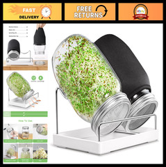 Seed Sprouting Kit – 2 Wide Mouth Jars with Stainless Steel Lids, Drip Tray & St