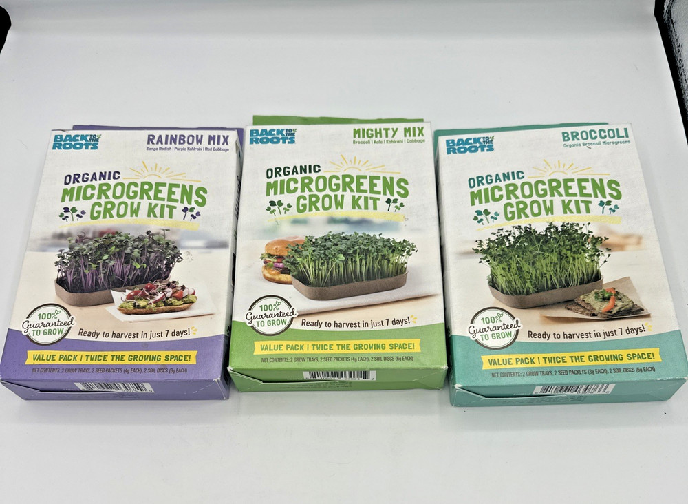 Back to the Roots Organic Microgreens Grow Kit Variety Pack Set of 3