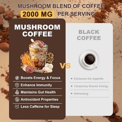 Mushroom Coffee, Adaptogenic 6 Mushrooms with Lion’s Mane, Reishi, Cordyceps,…