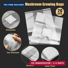 Mushroom Spawn Bags, 20Pcs Large Extra Thick 6 Mil Mushroom Growing Bags, 8″ x 5