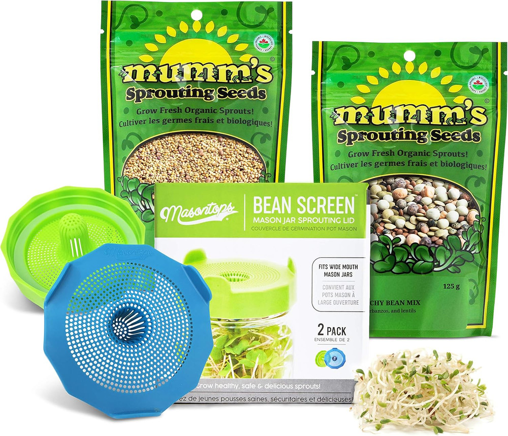 Bean Screen Sprouts Growing Kit – Sprouting Lids & Sprout Mixes Microgreens Grow