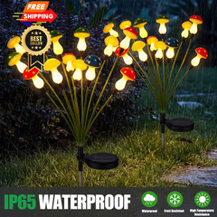 Riakrum 2 Pack Solar Mushroom Lights for Outdoor Garden, Multicolor