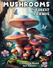 Mushrooms & Forest Friends Coloring Book for Adults: Mindful Nature Scenes with