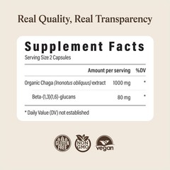 Real Mushrooms Chaga Mushroom Capsules – Organic 300 Count (Pack of 1)