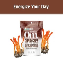OM MUSHROOM SUPERFOOD Cordyceps Organic Mushroom 3.5 Ounce (Pack of 1), Brown