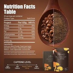 Mushroom Coffee, Organic 6 Mushrooms with Lion’S Mane & Cordyceps Coffee for Sus