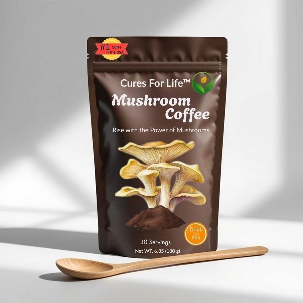 Cures For Life Mushroom Coffee USDA Organic with 6 Adaptogenic 30 Ounce