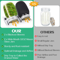Seed Sprouting Jar Kit with 2 Wide Mouth Mason Jars Bean Sprouts Growing Kit Mic