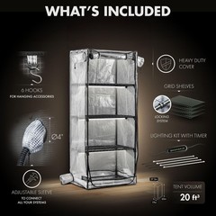 Mushroom Grow Tent with Light and Timer, 65″ x 27″ x 19″ x 65″, Transparent