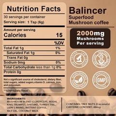 Mushroom Coffee, 6 Adaptogenic Mushrooms (Lion’s Mane, Cordyceps, Turkey Tail &