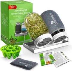 Sprouts Growing Kit with 2 Mason Jars & Sprout Lids for Broccoli, Alfalfa & Bean
