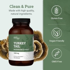 Earth Harmony Organic Turkey Tail Mushroom Capsules – Superfood Supplement for