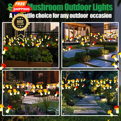 Riakrum 2 Pack Solar Mushroom Lights for Outdoor Garden, Multicolor