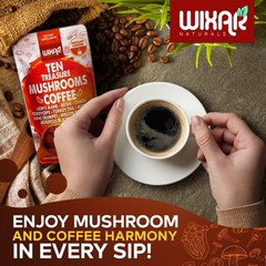 Wixar Mushroom Coffee Blend – Ten Treasure Mushrooms 5 Ounce (Pack of 1)