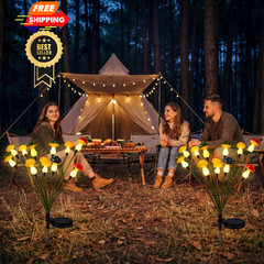 Riakrum 2 Pack Solar Mushroom Lights for Outdoor Garden, Multicolor