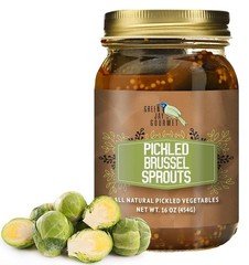 Delicious 16 Ounce Jar of Hand Jarred Pickled Brussels Sprouts – Ready to Eat