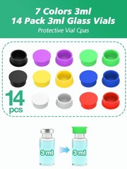 3ml Silicone Peptide Vial Caps, 14 Pcs Reusable Protective Covers 3ml_14pcs