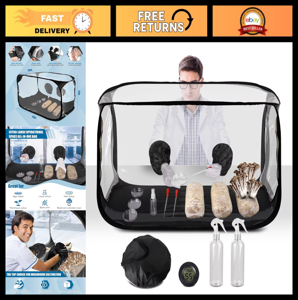 Large Still Air Box Mushroom Grow Tent 38x20x25 Inch – Clean Air Workstation, St