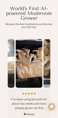 Sproushi AI-Powered Indoor Oyster Mushroom Grow Kit Edible Fast 15.1×12.2×7.5″