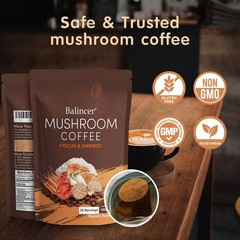 Mushroom Coffee, 6 Adaptogenic Mushrooms with Lion’s 6.35 Ounce (Pack of 1)