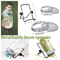 Lulonpon 2pcs Sprouts Growing Jar Kit Wide Mouth Quart Mason Jars with Stainless