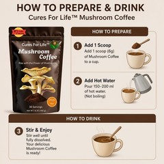 Cures For Life Mushroom Coffee USDA Organic with 6 Adaptogenic 30 Ounce