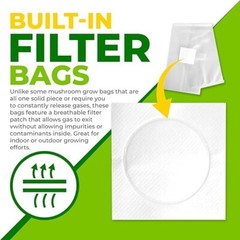 Mushroom Grow Bags Spawn Bags Growing Bags 25 Ct 8x5x20 3 Mil 0.2 Micron Filter
