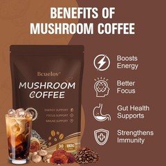 Mushroom Coffee, Instant Coffee 6.35 Ounce (Pack of 1), New Version