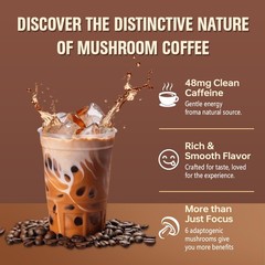 Mushroom Coffee, Instant Coffee 6.35 Ounce (Pack of 1), New Version