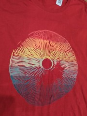 Festive Mushroom Spore Print Tshirt Medium Cranberry Color