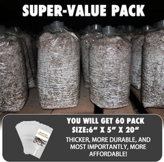 60-Pack Autoclavable Mushroom Grow Bags Bulk with Microporous Filter Patchs -…